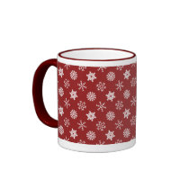 Snowflakes on Red Holiday Mug