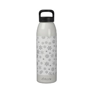 Snowflakes on White Background Water Bottles