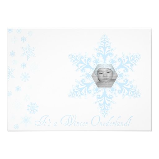 Snowflakes Onederland 1st Birthday Blue Personalized Invite