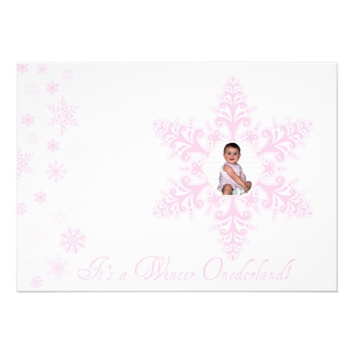 Snowflakes Onederland 1st Birthday Pink Invitation