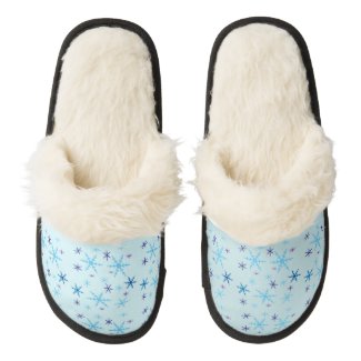 Snowflakes Pair of Fuzzy Slippers