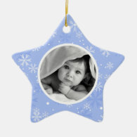 Snowflakes Pattern Photo Christmas Double-Sided Star Ceramic Christmas Ornament