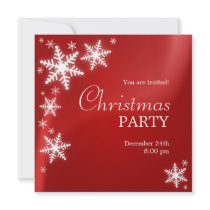 Snowflakes Red Christmas Party invitation