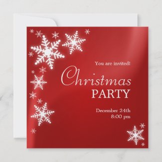 Snowflakes Red Christmas Party invitation invitation