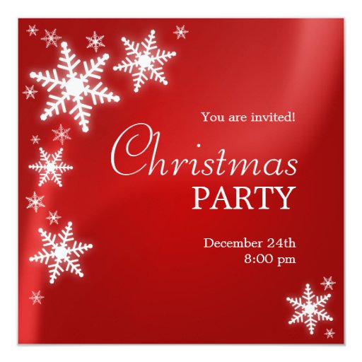 snowflakes red christmas party invitation zazzle snowflake party invites