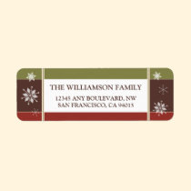 Snowflakes Return Address Labels (olive/red) labels