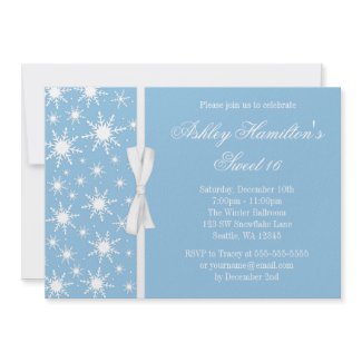 Snowflakes Sweet 16 Winter Wonderland Blue invitation Snowflakes Sweet 16 Winter Wonderland Blue invitation