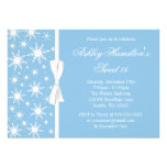 Snowflakes Sweet 16 Winter Wonderland Blue Personalized Announcement