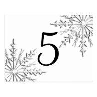 Snowflakes Table Number Postcards