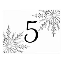 Snowflakes Table Number Postcards
