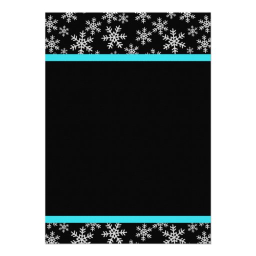 Snowflakes Teal Bow Winter Wonderland Sweet 16 Custom Invitation