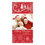 Snowflakes & Trees Merry Christmas Family Photo Photo Card