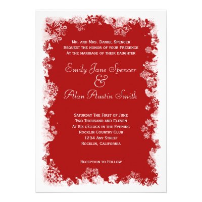 Snowflakes & White Holiday Tree Wedding Invitation