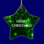 Snowflakes with Green Background Ornament ornaments