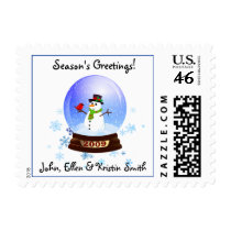 Snowglobe Snowman Holiday Postage Stamps