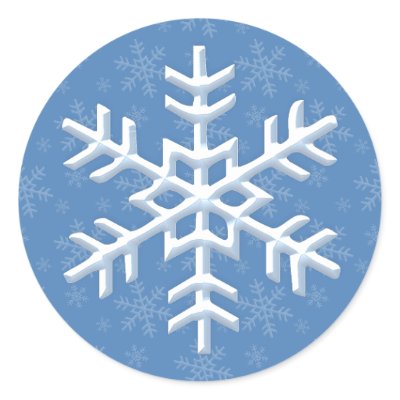 Snowing Snowflake Blue Winter Holiday Stickers by mariannegilliand