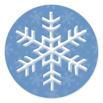 Snowing Snowflake Blue Winter Holiday Stickers