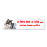 Snowmageddon Native American Indian Dog bumper stickers