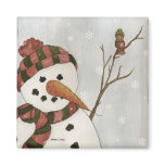 Snowman and Bird Magnet