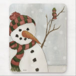 Snowman and Bird Mousepad mousepads