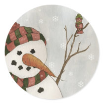 Snowman and Bird Sticker by 13BlackCatsDesigns Snowman and Bird Sticker