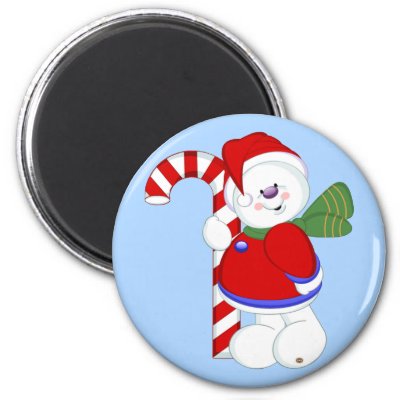 Snowman and Candycane magnets