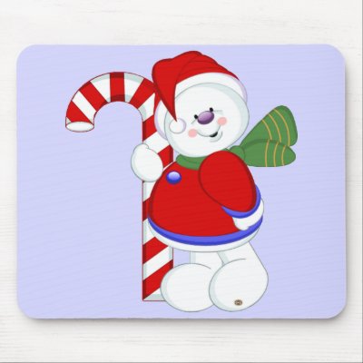 Snowman and Candycane mousepads