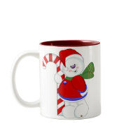 Snowman and Candycane mug