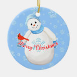 Snowman and Cardinal Christmas Keepsake Ornament