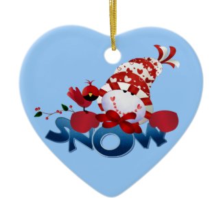 Snowman and Cardinal Keepsake Ornament ornament