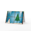 Snowman and Christmas Tree in Window cards