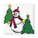 Snowman and Christmas Tree Magnet by Ryne800 Snowman and Christmas Tree Magnet