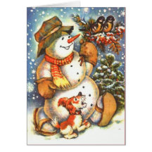 Snowman and Dog Card