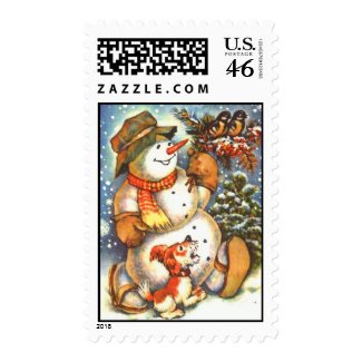 Snowman and Dog Stamps