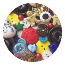 Snowman and Gingerbread Men Buttons stickers
