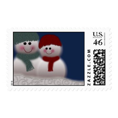 Snowman and girlfriend postage