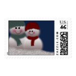 Snowman and girlfriend postage