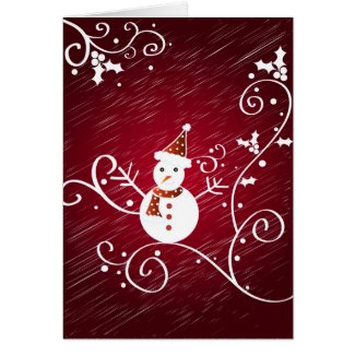 Snowman and holly - Card card