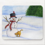 Snowman and Kitty Mousepad mousepads