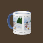 Snowman and Kitty Mug mugs