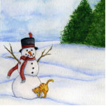 Snowman And Kitty Ornament photo sculptures