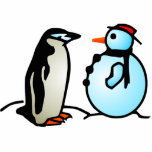 snowman and penguin photo sculpture