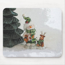 Snowman and Raindeer mousepad