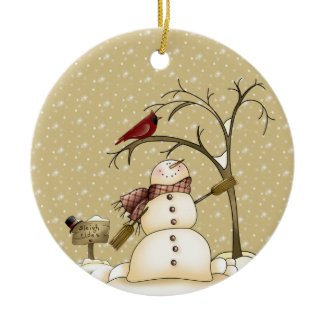 Snowman and Red Bird From Our House To Yours Ornam Christmas Tree Ornaments