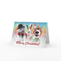snowman and reindeer Christmas card