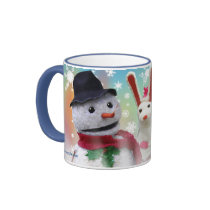 snowman and reindeer mug by Swazzle snowman and reindeer mug