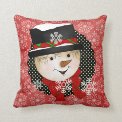 Snowman and Snow Lady Snowflakes Holiday Pillow