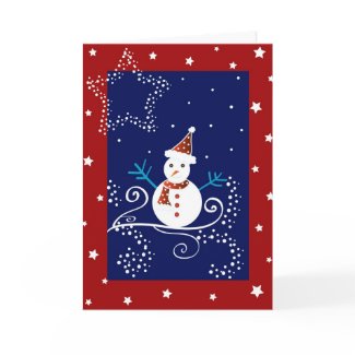Snowman and stars - Card card