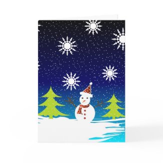 Snowman and trees - Card card
