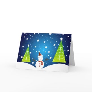 Snowman and trees - Card card